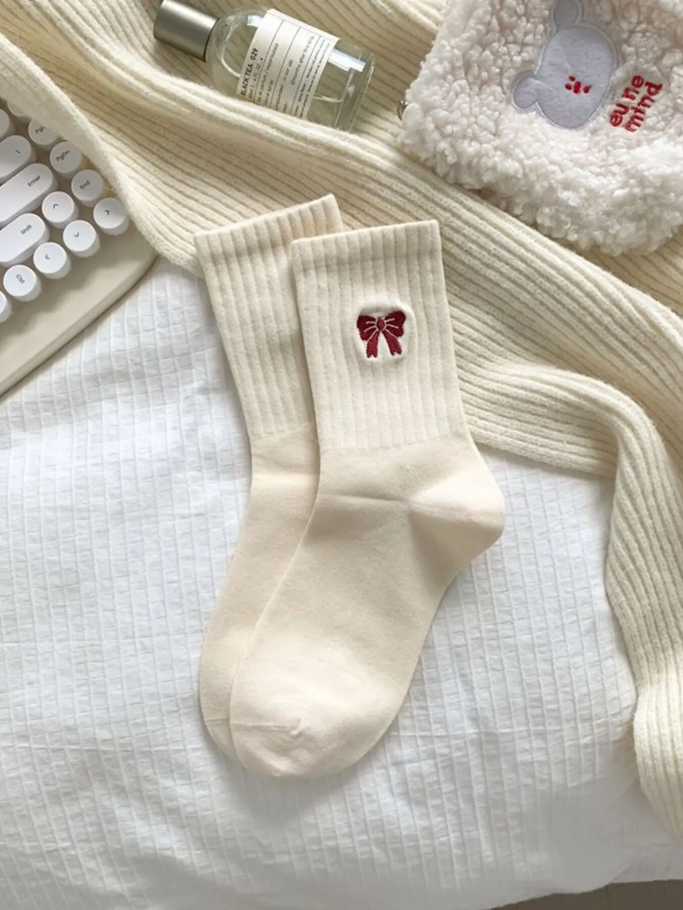 Ribbed Cotton Crew Socks