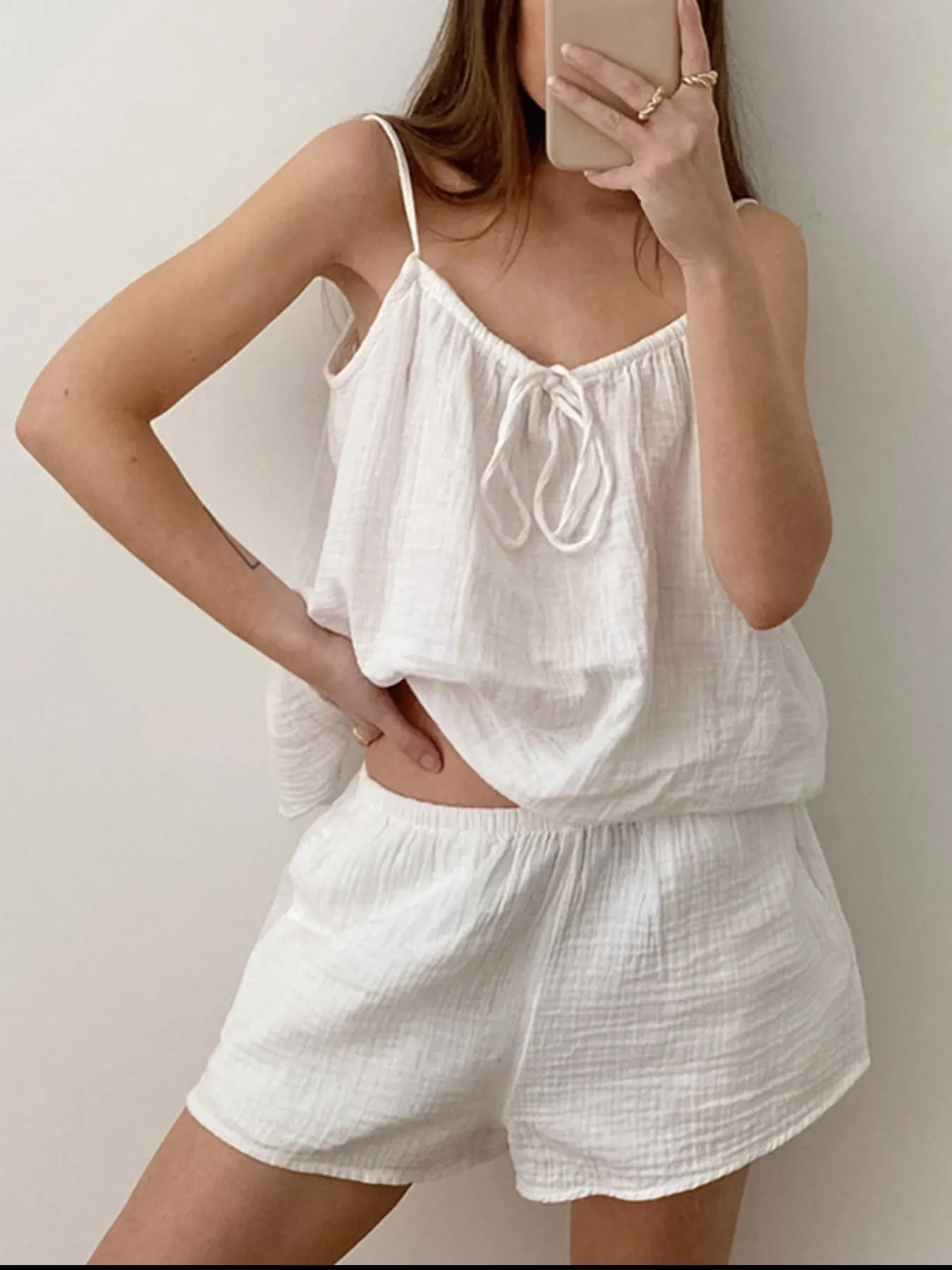 Tie Front Cami and Shorts Lounge Set